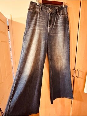 Wide Leg Women's Jeans in Dark Blue